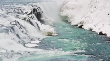 İzlanda 'da ünlü şelale Gulfoss' a yakın, kışın.