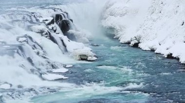 İzlanda 'da ünlü şelale Gulfoss' a yakın, kışın.