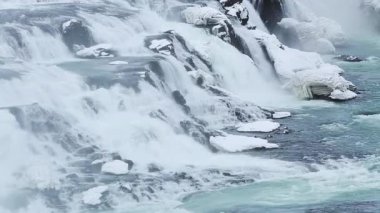 İzlanda 'da ünlü şelale Gulfoss' a yakın, kışın.