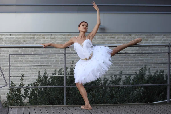 Slim Sexy Woman Ballerina White Tutu — Stock Photo, Image