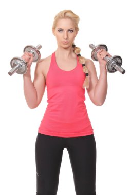 dambıl ile güzel fitness modeli