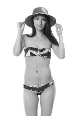 Mutlu bir güzel genç kadın bikini