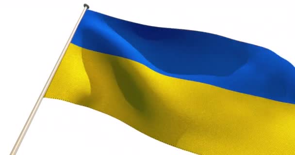 Bandeira Ucrânia Com Textura Tecido Isolado Fundo Branco Bacharelato Transparente — Vídeo de Stock