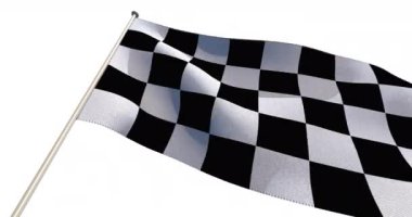 Kumaş desenli damalı yarış bayrağı. Şeffaf bir arka plan. ProRes 4444. 3 Boyutlu Hazırlama.