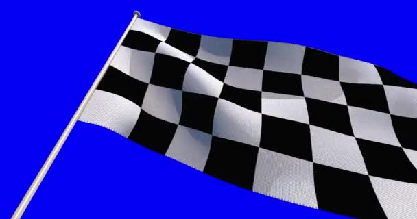 Kumaş Desenli Damalı Yarış Bayrağı Mavi Arka Planda Boyutlu Hazırlama — Stok video