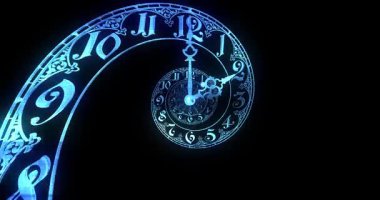 Parlayan mavi spiral bir saat, gelecekçi neon estetiği ile zamansız gizemi harmanlayarak karanlıkta süzülür. Karmaşık desenler ve parlak ışıklar büyüleyici bir bilim kurgu yaratıyor. Üç Boyut