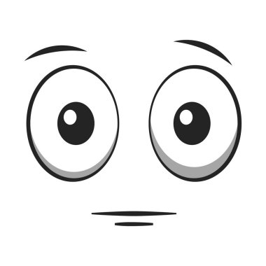 karikatür nötr yüz. Nötr ifade vektör illüstrasyonu.