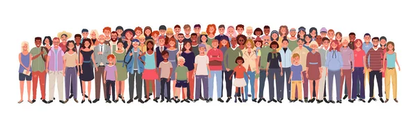 Multietnická Skupina Lidí Izolovaných Bílém Pozadí Mladí Dospělí Senioři Děti Royalty Free Stock Ilustrace