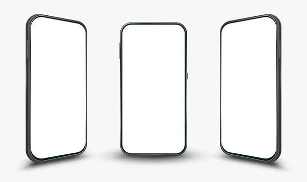 Realistisk Modern Smartphone Mockup Med Ren Minimalistisk Stil Perspektiv Mobiltelefon — Stock vektor