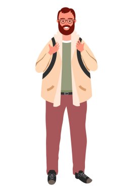 Sıradan erkek karakter ayakta vektör çizimi