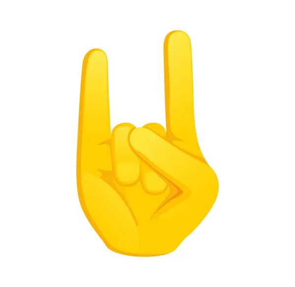 Mão Emoji Gesto Amarelo Com Sinal Ícone Chifres Ilustração Vetorial Vetor De Stock
