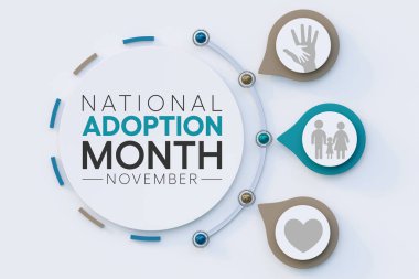 National Adoption month is observed every year in November. 3D Rendering clipart