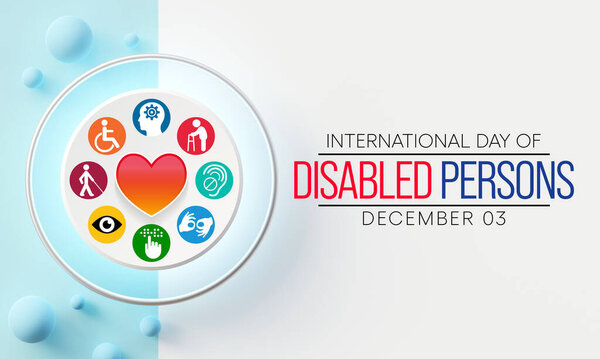 Международный день инвалидов (IDPD) отмечается ежегодно 3 декабря. повысить осведомленность о положении инвалидов во всех аспектах жизни. 3D рендеринг