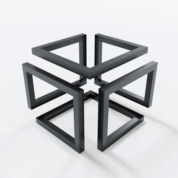 金属質感とインフィニティキューブテーブルパターン 3Dレンダリング — ストック写真