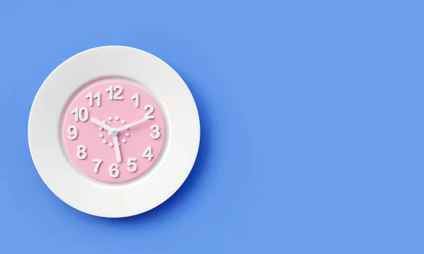 Часы Пластине Изолированы Цветном Фоне Прерывистая Концепция Голодания Рендеринг — стоковое фото