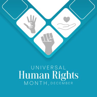 Evrensel İnsan Hakları ayı, Aralık ayında her yıl, dünyanın dört bir yanındaki insanların bir araya gelip tüm bireylerin hak ve haysiyetlerini savunacakları bir zamandır. vektör illüstrasyonu