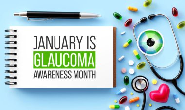 Glaukoma farkındalık ayı, Ocak ayında her yıl gözlemlenen ve optik sinirlere zarar veren bir grup göz hastalığıdır. 3B Hazırlama