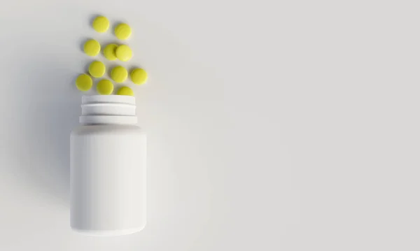 비타민 복제물 공간을 배경으로 알약들은 의료용 템플릿으로 수있다 렌더링 — 스톡 사진