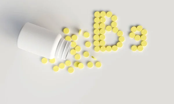 Vitamin Tabletter Bakgrund Med Kopieringsutrymme Kan Användas Som Medicinsk Mockup — Stockfoto