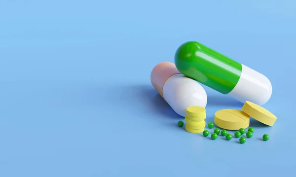 Vitamina Fondo Tabletas Con Espacio Copia Puede Utilizar Como Maqueta — Foto de Stock