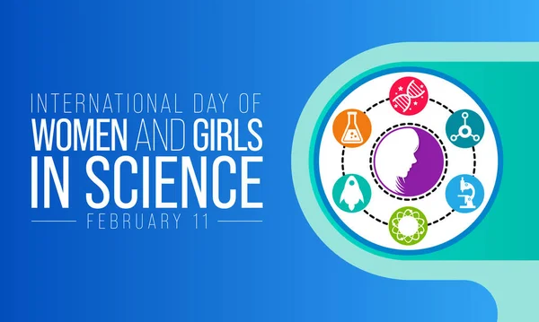Uluslararası Bilimsel Kadın Kızların Günü Her Yıl Şubat Gözlemlenir Gün — Stok Vektör