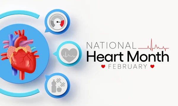 Narodowy Miesiąc Serca Jest Obserwowany Roku Lutym Celu Przyjęcia Zdrowego — Zdjęcie stockowe