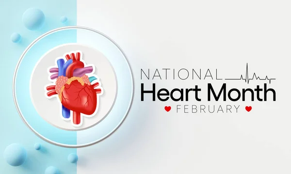 Narodowy Miesiąc Serca Jest Obserwowany Roku Lutym Celu Przyjęcia Zdrowego — Zdjęcie stockowe