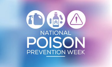 Ulusal Zehir Önleme Haftası (NPPW) her yıl Mart ayında, her yaştan insan için zehirlenmenin tehlikelerini vurgulamak amacıyla gözlemlenmektedir. vektör illüstrasyonu