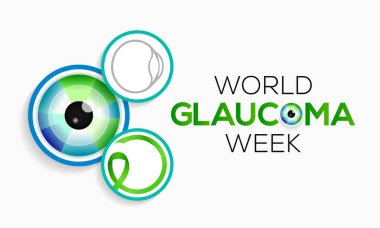 Dünya Glaukoma Haftası Mart ayında her yıl gözlenir. Optik sinirlere zarar veren bir grup göz hastalığıdır ve bu da iyi bir görüş için hayati önem taşır. Vektör illüstrasyonu