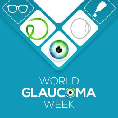 Dünya Glaukoma Haftası Mart ayında her yıl gözlenir. Optik sinirlere zarar veren bir grup göz hastalığıdır ve bu da iyi bir görüş için hayati önem taşır. Vektör illüstrasyonu
