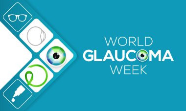 Dünya Glaukoma Haftası Mart ayında her yıl gözlenir. Optik sinirlere zarar veren bir grup göz hastalığıdır ve bu da iyi bir görüş için hayati önem taşır. Vektör illüstrasyonu