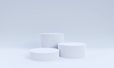Minimal scene with geometrical shapes. Cylinder podiums background. to show cosmetic product, Showcase, shopfront, display case. 3D Rendering
