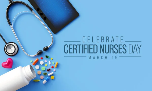Certified Nurses day is celebrated annually on March 19 worldwide, it is the day when nurses celebrate their nursing certification. 3D Rendering