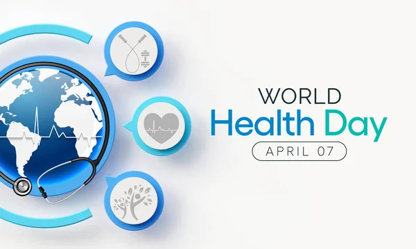 世界保健デーは毎年4月7日に開催され 世界中の人々の健康と福祉に関する意識を高めることを目的としています 3Dレンダリング — ストック写真