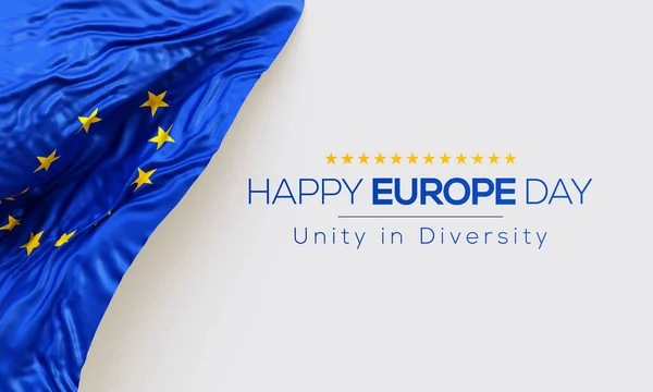 Europe Day is celebrated every year on May 9 to celebrate peace and unity throughout Europe. 3D Rendering