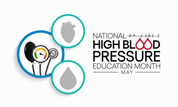 Hipertensión Arterial Hta Mes Educación Observa Cada Año Mayo También — Vector de stock