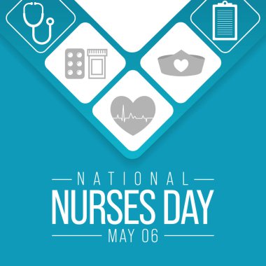 Ulusal Hemşireler Günü her yıl 6 Mayıs 'ta hemşirelerin topluma yaptıkları katkılar nedeniyle Amerika Birleşik Devletleri' nde kutlanır. Vektör illüstrasyonu