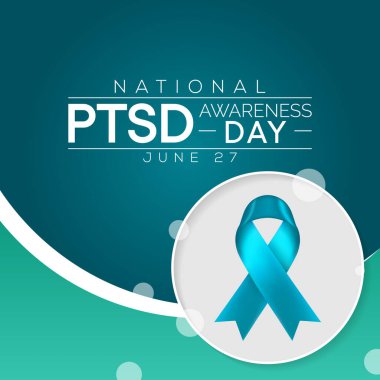 Travma Sonrası Stres Bilinci Günü her yıl 27 Haziran 'da kutlanır. Travma sonrası stres bozukluğu, travmatik bir olay yaşamış ya da tanık olmuş insanlarda meydana gelebilecek bir psikiyatrik bozukluktur. vektör sanatı