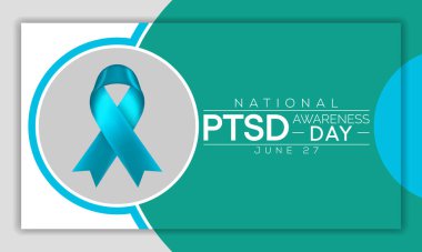 Travma Sonrası Stres Bilinci Günü her yıl 27 Haziran 'da kutlanır. Travma sonrası stres bozukluğu, travmatik bir olay yaşamış ya da tanık olmuş insanlarda meydana gelebilecek bir psikiyatrik bozukluktur. vektör sanatı