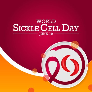 Dünya Orak Hücre Günü her yıl 19 Haziran 'da gözlemlenir. Bu, vücut boyunca oksijen taşımak için yeterli sayıda sağlıklı hücrenin bulunmadığı kalıtsal bir alyuvar hastalığıdır. Vektör illüstrasyonu