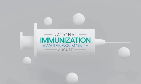 毎年8月に予防接種意識月が観察され 個人の免疫系が薬剤に対して強化されるプロセスです 3Dレンダリング — ストック写真