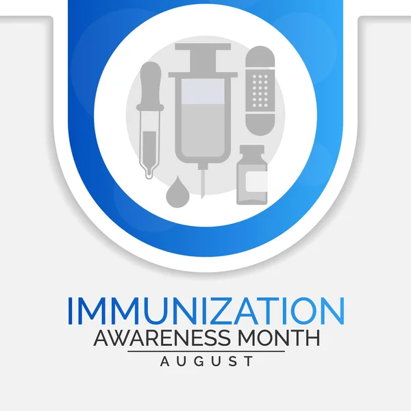 毎年8月に予防接種意識月が観察され 個人の免疫系が薬剤に対して強化されるプロセスです ベクターイラスト — ストックベクタ