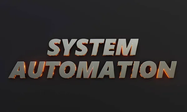 Word System Automation Written Dark Background Cinematic Neon Text Effect — Stock Photo, Image