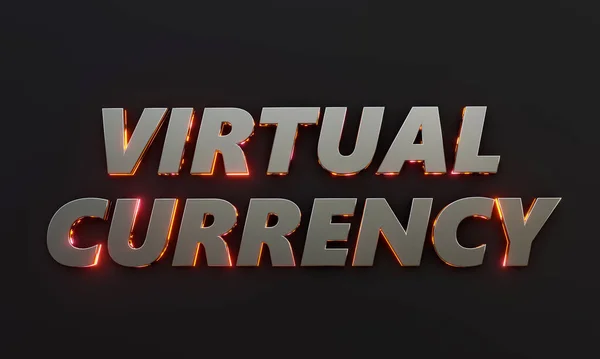 Slovo Virtuální Měna Napsáno Tmavém Pozadí Filmovým Neonovým Textovým Efektem — Stock fotografie
