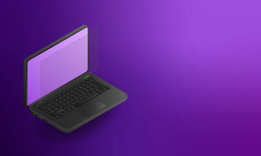 Laptop bilgisayar vektör çizimi lüks arkaplanda izole edildi. 