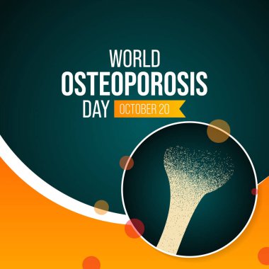 Dünya Osteoporoz Günü, her yıl 20 Ekim 'de, osteoporoz ve metabolik kemik hastalıklarının önlenmesi, teşhisi ve tedavisine ilişkin küresel bilincin artırılmasına adanmıştır. Vektör sanatı