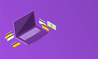 Laptop bilgisayar vektör çizimi lüks arkaplanda izole edildi. 