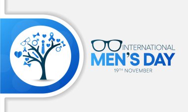 Erkeklerin kültürel, siyasi ve sosyoekonomik başarılarını tanımak ve kutlamak için her yıl 19 Kasım 'da erkekler günü (IMD) kutlanır. Vektör illüstrasyonu