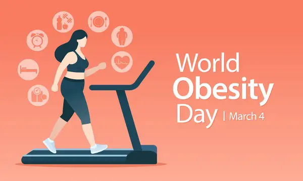 stock vector World Obesity day is observed every year on March 4, with the view of promoting practical solutions to end the global obesity crisis. Vector illustration