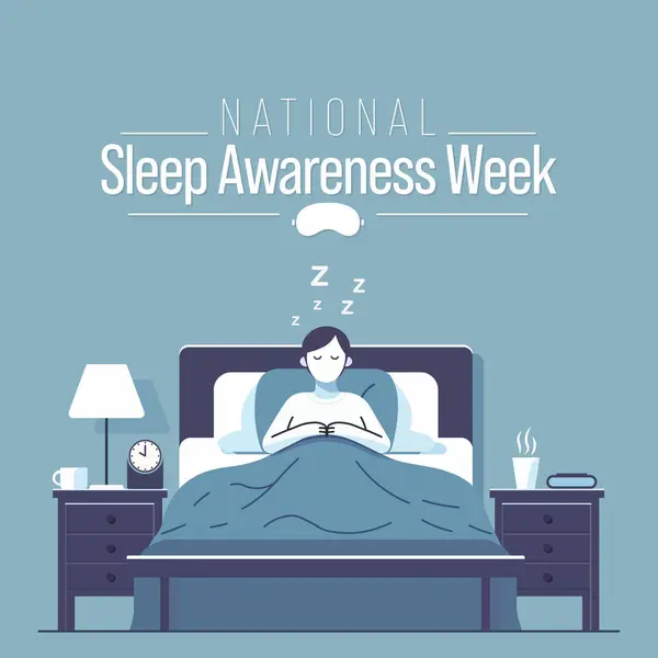 Sleep Awareness Week Evento Annuale Che Celebra Ogni Anno Marzo — Vettoriale Stock
